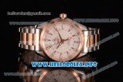 Omega Aqua Terra 150 M GMT Clone Omega 8615 Automatic Rose Gold Case with White Dial Stick Markers and Two Tone Bracelet (EF)