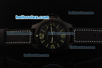 Panerai Radiomir Asia 6497 Manual Winding Movement PVD Case with Black Dial and Black Leather Strap