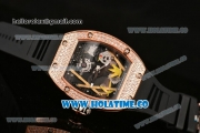 Richard Mille RM026-01 Miyota 6T51 Automatic Diamonds/Rose Gold Case with Diamonds Panda Dial and Black Rubber Strap