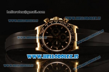 Rolex Daytona Yellow Gold Rolex 4130 Auto Rubber Best Edition 1:1 Clone Black Dial 116518LN