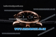 IWC Ingenieur Miyota 8205 Automatic Rose Gold Case with Black Dial Stick Markers and Black Leather Strap (YF)