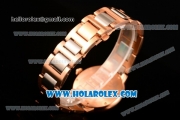 Cartier Rotonde De Miyota Quartz Rose Gold/Steel Case with Silver Dial and Diamonds Bezel