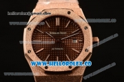 Audemars Piguet Royal Oak Clone Calibre AP 3120 Automatic Full Rose Gold with Brown Dial and Stick Markers (EF)