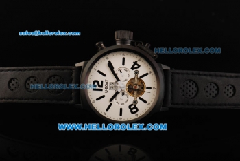 U-BOAT Italo Fontana Flywheel Automatic Movement PVD Case with White Dial-Black Marking and Leather Strap