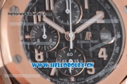 Audemars Piguet Royal Oak Offshore Seiko VK67 Quartz Rose Gold Case/Bracelet with Arabic Numeral Markers and Black Dial