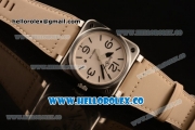 Bell&Ross BR 03-92 S Aviation Type Miyota 9015 Automatic Steel Case with White Dial and Beige Leather Strap