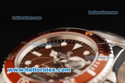 Rolex Submariner Automatic Movement Full Steel with Red Bezel and White Markers - Brown Dial