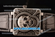 Bell & Ross BR 01-92 Burning Skull Asia Automatic Steel Case with Skull Dial and Black Genuine Leather