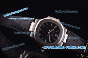 Patek Philippe Nautilus Swiss ETA 2824 Automatic Steel Case with Grey Dial and Black Leather Strap