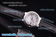 Cartier Ballon bleu de Swiss Quartz Steel Case with White Dial and Black Leather Strap