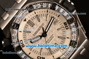 Audemars Piguet Royal Oak Offshore Diver Asia 2813 Automatic Steel Case with Diamonds Bezel and White Dial