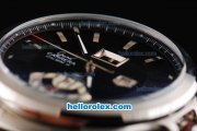 Tag Heuer Carrera Calibre 8 Automatic Movement 7750 Coating with Black Dial and Silver Stick Markers-Steel Strap