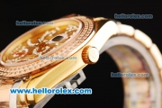 Rolex Datejust Automatic Movement Gold Case with Double Row Diamond Bezel - Champagne Dial and Two Tone Strap