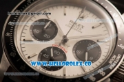 Rolex Daytona Vintage Edition Chrono Miyota OS20 Quartz Steel Case with Silver Dial and Black Leather Strap