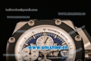 Audemars Piguet Rubens Barrichello Swiss Valjoux 7750 Automatic Steel Case with Blue Skeleton Dial PVD Bezel and Blue Leather Strap - 1:1 Original (JF)