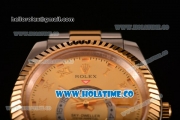 Rolex Sky-Dweller Asia Automatic Two Tone Case/Bracelet with Roman Numeral Markers and Gold Dial