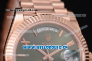 Rolex Day Date II Swiss ETA 2836 Automatic Rose Gold Case/Bracelet with Green Dial and Roman Numeral Markers (BP)