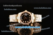 Rolex Day-Date Swiss ETA 2836 Automatic Full Yellow Gold with Diamond Bezel and Black Dial