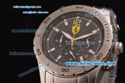 Ferrari Chronograph Miyota OS20 Quartz Full Steel with White Markers and Black Dial