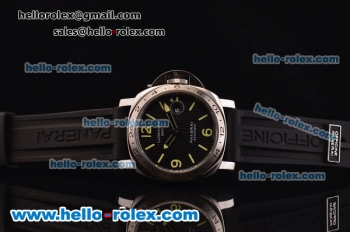 Panerai Luminor GMT Swiss ETA 2836 Automatic Steel Case with Black Dial and Black Leather Strap - 1:1 Original