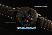 Ferrari Chronograph Miyota Quartz PVD Case with Black Dial and Black Leather-White Numeral Markers