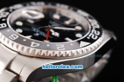 Rolex GMT-Master II Oyster Perpetual Swiss ETA 2836 Automatic Movement Silver Case with Black Ceramic Bezel and Black Dial