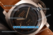 Panerai PAM00403 Luminor 1950 10 Days GMT Asia Automatic Steel Case with Black Dial and Brown Leather Strap