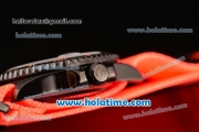 Rolex Submariner Asia 2813 Automatic PVD Case with Orange Markers Carbon Fiber Dial and Orange Nylon Strap