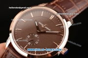 Ulysse Nardin Classico Miyota OS2035 Quartz Rose Gold Case with Stick Markers Brown Dial and Brown Leather Strap