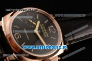 Panerai Luminor Due 3 Days Automatic Clone P.3000 Automatic Rose Gold Case Black Dial With Stick/Arabic Numeral Markers Black Leather Strap(KW)