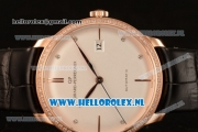 Girard Perregaux 1966 9015 Auto Rose Gold Case with White Dial and Black Leather Strap