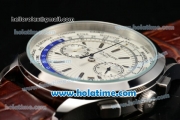 Patek Philippe Complicated World Time Chrono Miyota Quartz Steel Case with White Dial and Stick Markers