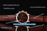 IWC Portuguese Chrono Swiss Valjoux 7750 Automatic Steel Case with Brown Leather Strap and Silver Numeral Markers