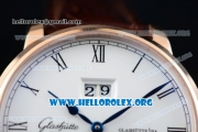 Glashutte Senator Meissen Tourbillon Swiss Tourbillon Automatic Rose Gold Case with White Dial Brown Leather Strap