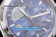 Vacheron Constantin Overseas Dual Time Asia ST30 Automatic Steel Case with Blue Dial Stick Markers and Blue Rubber Strap