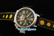 U-BOAT Italo Fontana Flywheel Chronograph Automatic Stainless Steel Special Case with Black Dial and Yellow Marking-Small Calendar