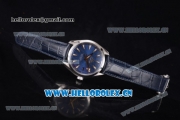 Omega Seamaster Aqua Terra 150 M Clone 8500 Automatic Steel Case with Blue Dial Stick Markers and Blue Leather Strap (EF)