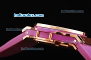 Hublot Big Bang Swiss Quartz Movement White Dial with Rose Gold Bezel and Purple Rubber Strap-Lady Size