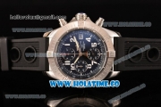 Breitling Avenger Seawolf Miyota Quartz Steel Case with Black Dial and Black Rubber Strap - Arabic Numeral Markers