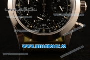 Rolex Explorer Chronograph Miyota OS20 Quartz Steel Case with Black Dial and Green Leather Strap