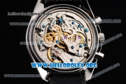 Omega Speedmaster Apollo 13 Silver Snoopy Award Limited Edition Copy Venus 75 Manual Winding Steel Case with White Dial Black Leather Strap and Stick Markers (EF)