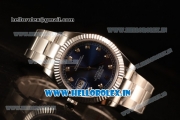 Rolex Datejust Oyster Perpetual Swiss ETA 2836 Automatic Steel Case Diamonds Markers With Blue Dial Steel Bracelet (BP)