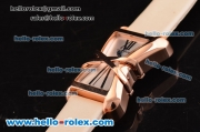 Cartier Tank Enlacée Swiss Quarz Rose Gold Case with Silver Dial and Beige Leather Strap