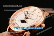 BlancPain Villeret Miyota 9015 Automatic Rose Gold Case with White Dial and Brown Leather Strap (ZF)