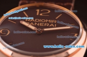 Panerai Radiomir Base Asia 6497 Manual Winding Rose Gold Case with Black Dial and Chocolate Leather Strap