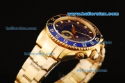 Rolex Yacht-Master II Swiss ETA 2813 Automatic Movement Gold Case and Strap with Blue Dial and Blue Bezel