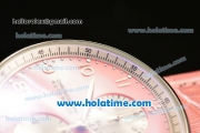 IWC Portuguese Chrono Miyota OS20 Quartz Steel Case with Pink Leather Strap and Pink Dial