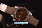 Rolex Daytona Asia 3836 Automatic Rose Gold Case - PVD Bezel with Brown Dial and Brown Rubber Strap - 7750 Coating