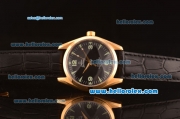 Omega Railmaster Swiss ETA 2836 Automatic Gold Case with Black Dial and Black Leather Strap