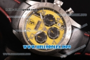 Scuderia Ferrari Chronograph Miyota OS20 Quartz Steel Case with Yellow Dial Black Leather Strap and Silver Arabic Numeral Markers